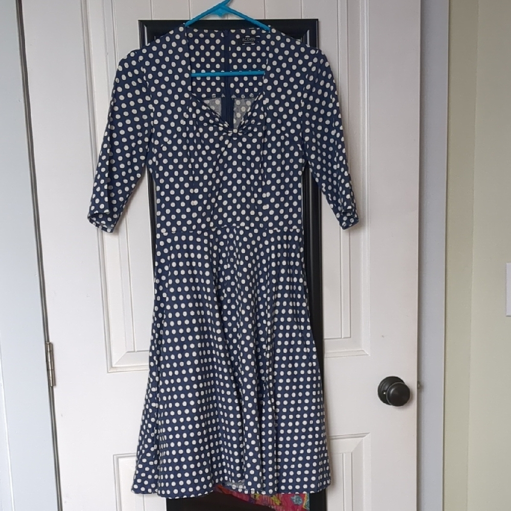 Blue and White Polkadot Dress